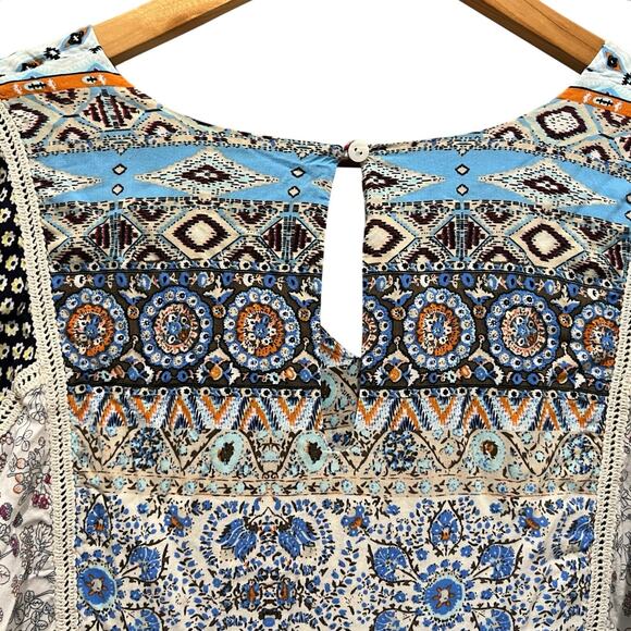SUNDANCE Floral Patchwork Print Pullover Casual Dress Sz XL Hi Low Hem Bohemian - Picture 7 of 10